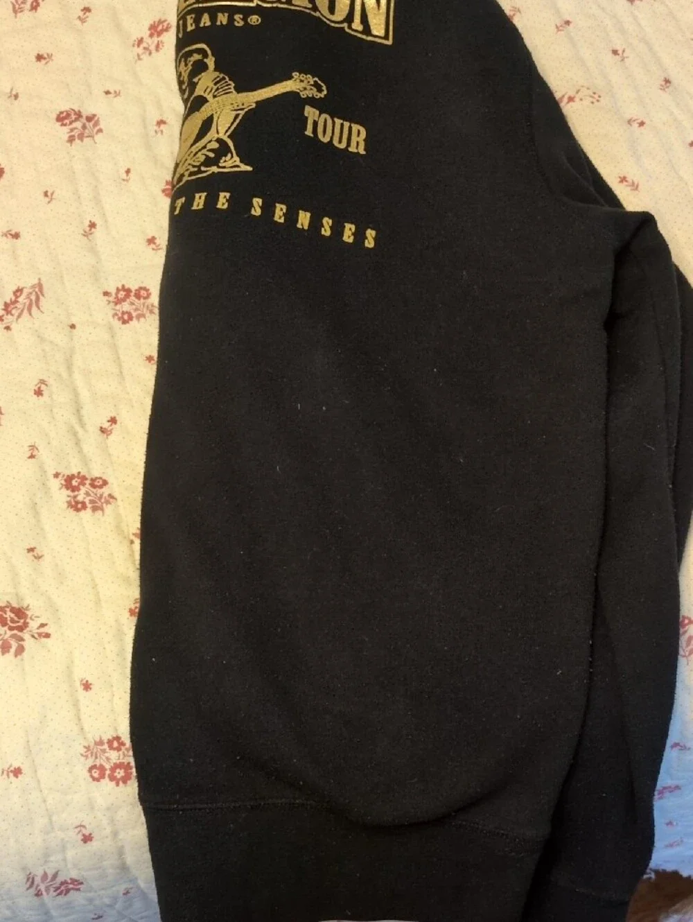 True Religion Black Zip-Up Hoodie with World Tour Gold Back Logo